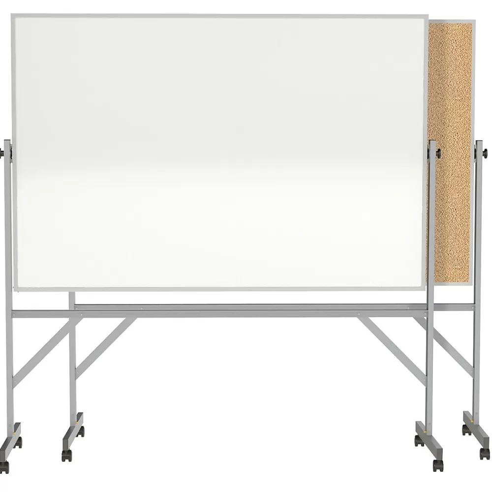 Ghent 4' H x 6' W Reversible Cork Bulletin Board/Whiteboard with Aluminum Frame (ARMK46) Fashion
