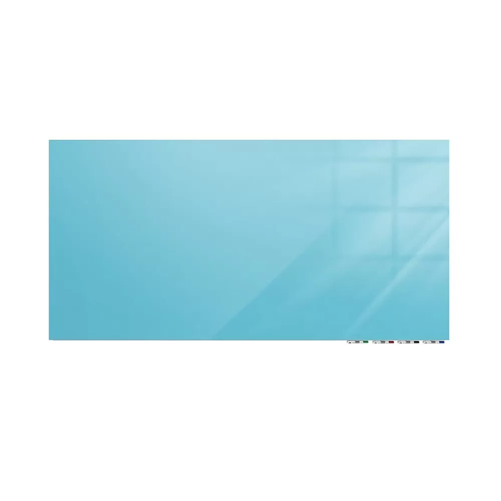 Ghent Aria Low Profile Magnetic Glass Whiteboard, 4'H x 8'W, Blue (ARIASM48BE) Best