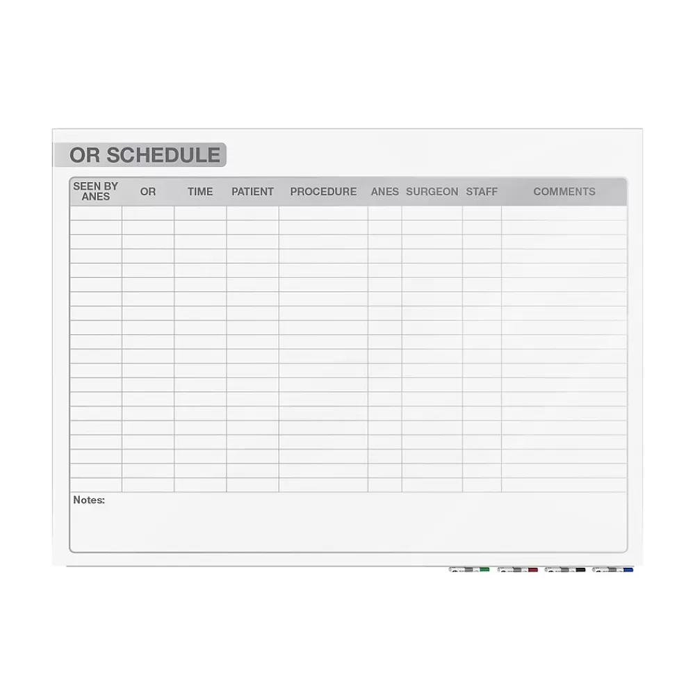 Ghent Aria OR Schedule Magnetic Glass Dry-Erase Whiteboard, 3'H x 4'W (GRPARIASM13S-34) Hot