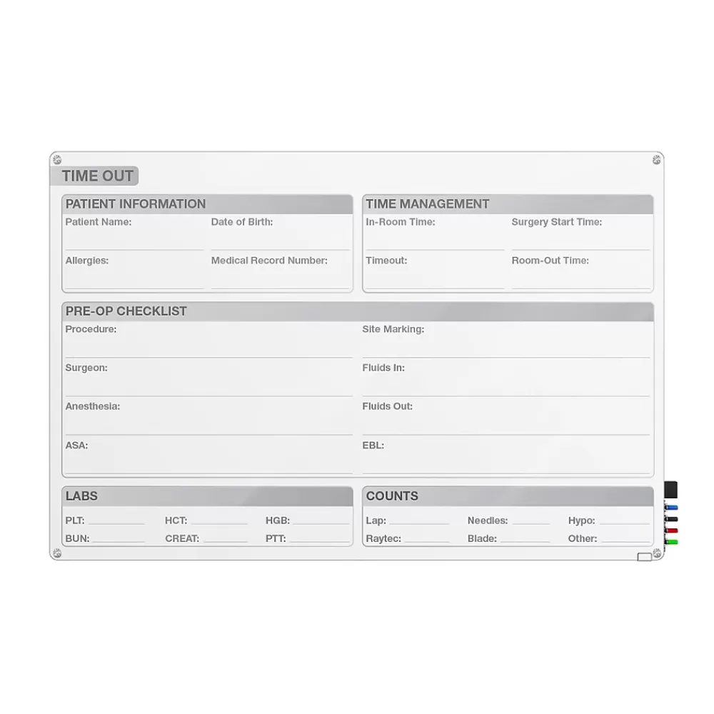 Ghent Aria OR Time Out Magnetic Glass Dry-Erase Whiteboard, 18"H x 24"W (GRPARIASM12T-18) Flash Sale