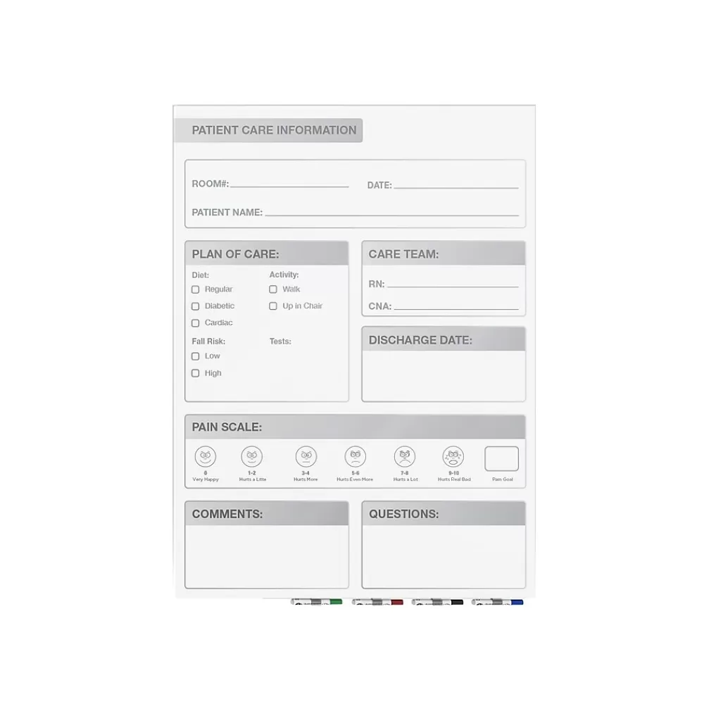 Ghent Aria Patient Room Glass Dry-Erase Whiteboard, 24"H x 18"W (GRPARIASN11P-18) Sale