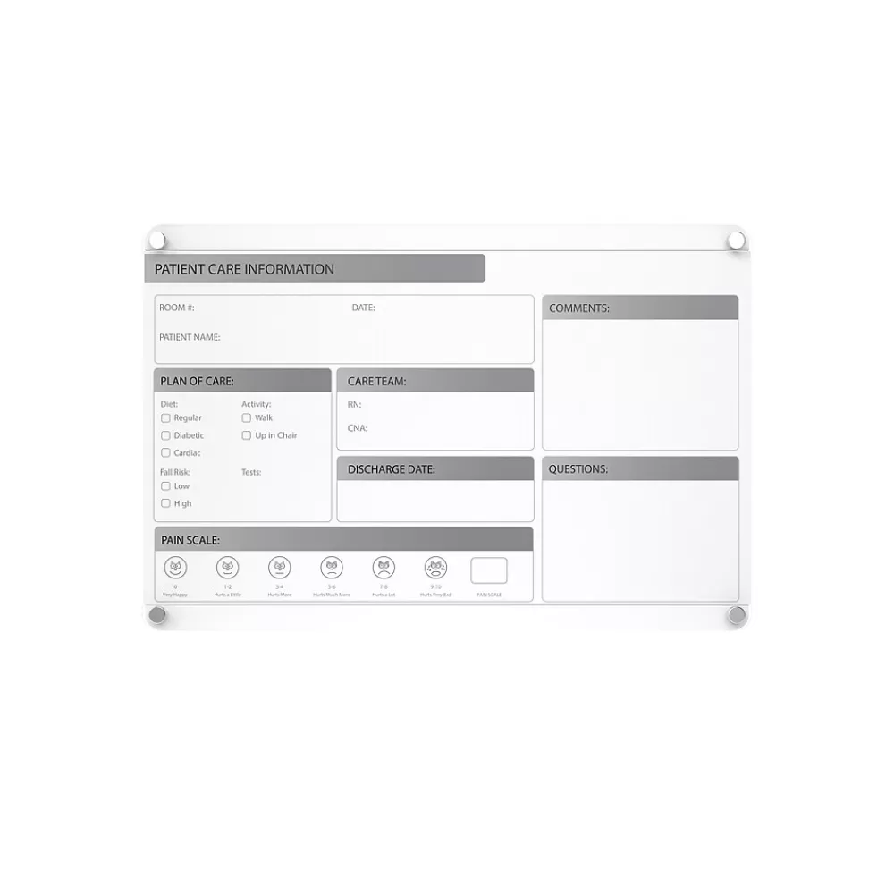 Ghent Changeable Patient Room Glass Dry-Erase Whiteboard, 18"H x 24"W (GRPHMYRNFM11P-18-12H) Sale
