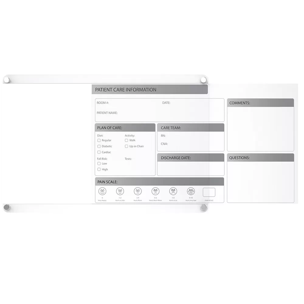 Ghent Changeable Patient Room Glass Dry-Erase Whiteboard, 18"H x 24"W (GRPHMYRNFM11P-18-12H) Sale