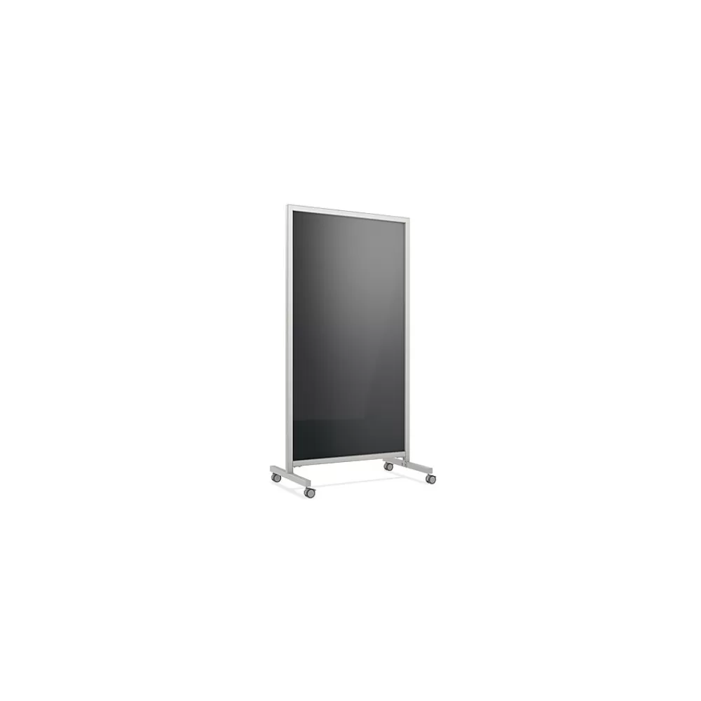 Ghent EZ Glass Mobile Dry-Erase Whiteboard, Aluminum Frame, 75"H x 38"W (EZ1NA7538BK) Shop