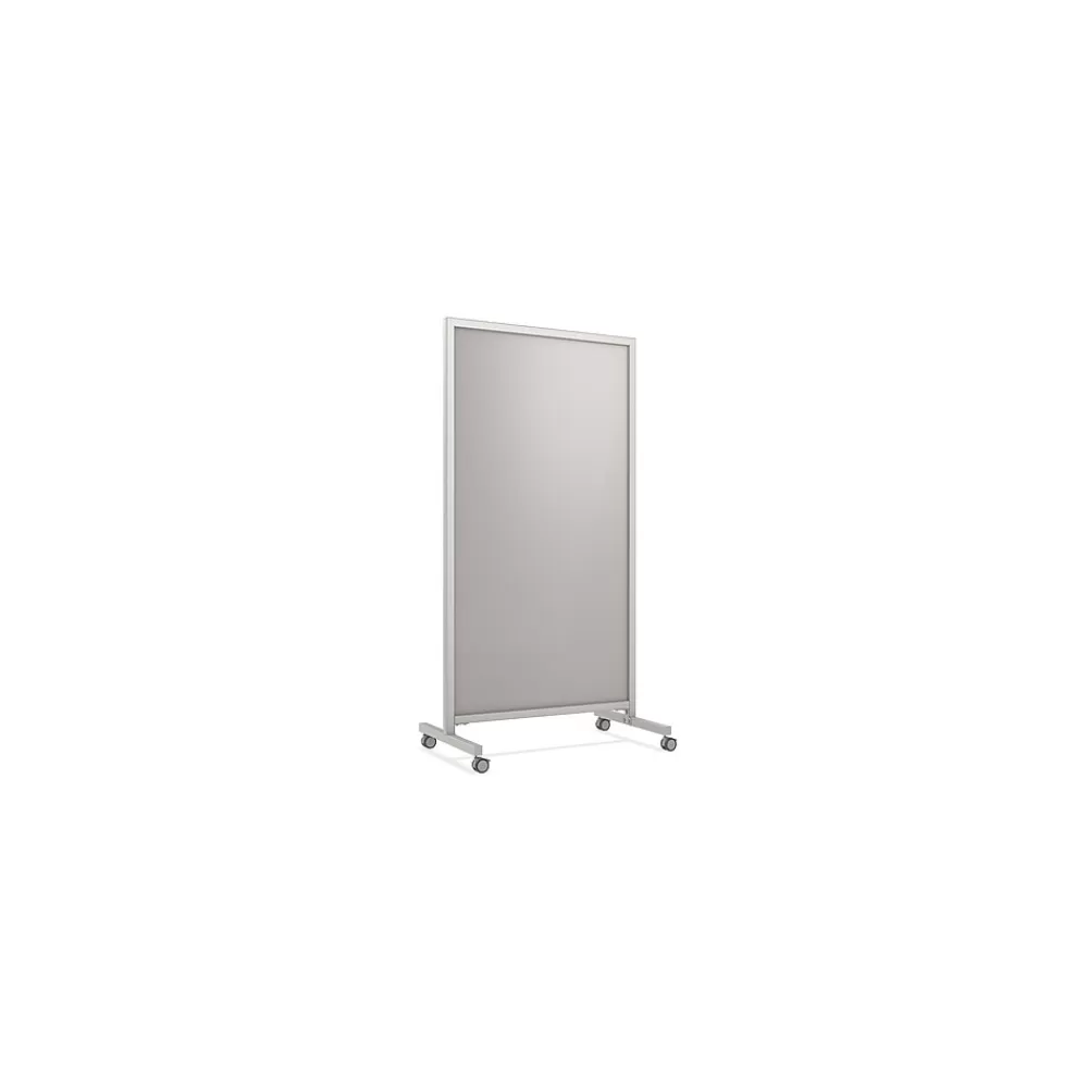 Ghent EZ Glass Mobile Dry-Erase Whiteboard, Aluminum Frame, 75"H x 38"W (EZ1NA7538GY) Outlet