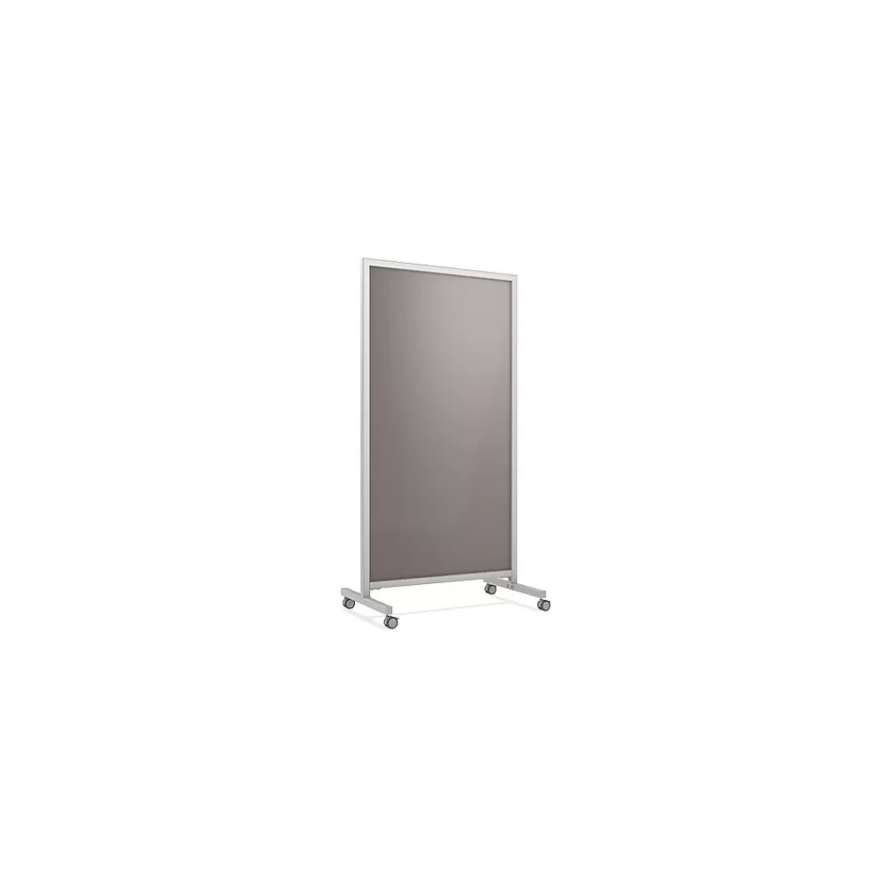 Ghent EZ Glass Mobile Dry-Erase Whiteboard, Aluminum Frame, 75"H x 38"W (EZ1NA7538SK) New