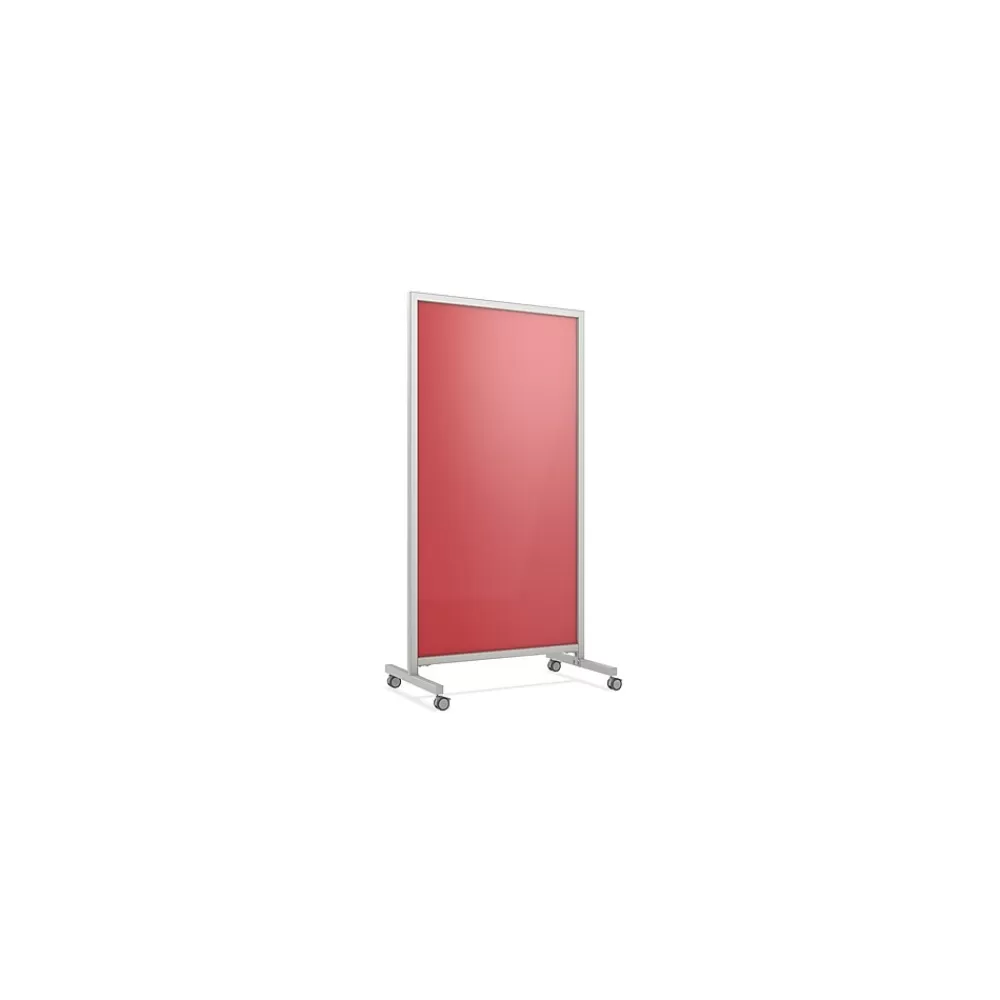 Ghent EZ Magnetic Glass Mobile Dry-Erase Whiteboard, Aluminum Frame, 75"H x 38"W (EZ1MA7538RS) Store