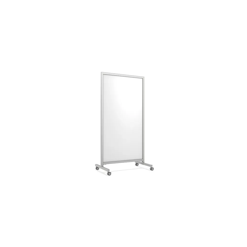 Ghent EZ Magnetic Glass Mobile Dry-Erase Whiteboard, Aluminum Frame, 75"H x 38"W (EZ1MA7538WH) New