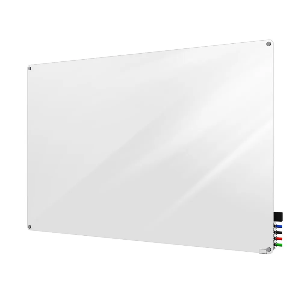 Ghent Harmony Glass Whiteboard with Radius Corners, 4'H x 5'W (HMYRN45WH) Outlet