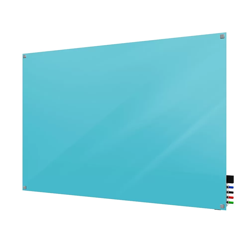 Ghent Harmony 4'H x 8'W Magnetic Glass Whiteboard with Square Corners, Blue (HMYSM48BE) Store