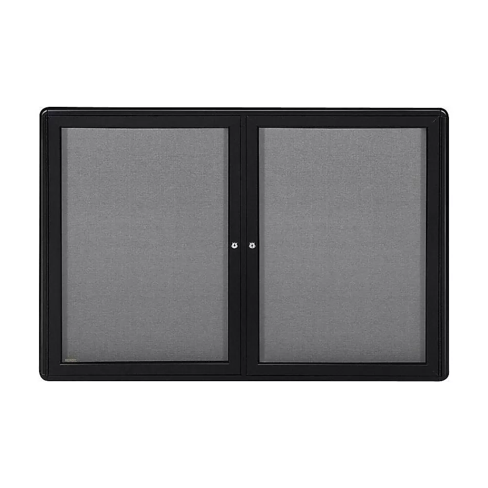 Ghent Ovation Fabric Enclosed Bulletin Board, Black Frame, 3'H x 4'W (OVK2-F91) Best Sale