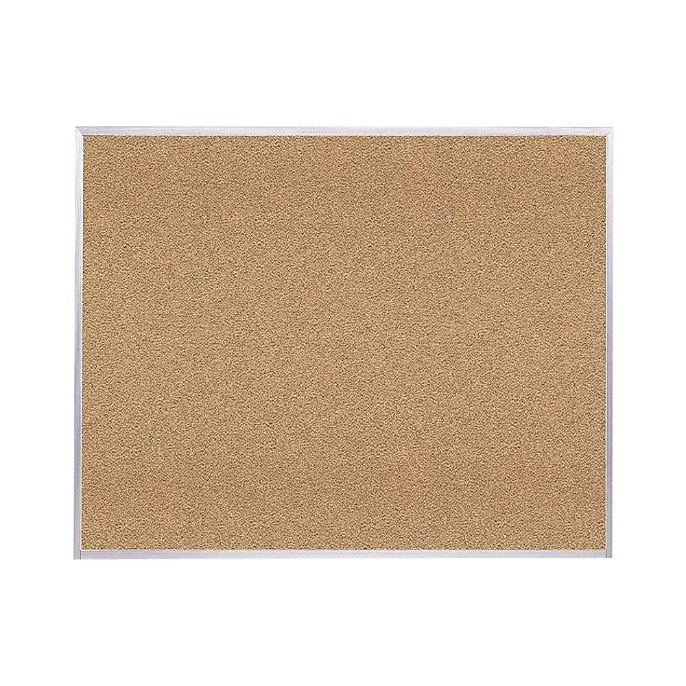 Ghent Traditional Cork Bulletin Board, Aluminum Frame, 4'H x 8'W (AK48) Cheap