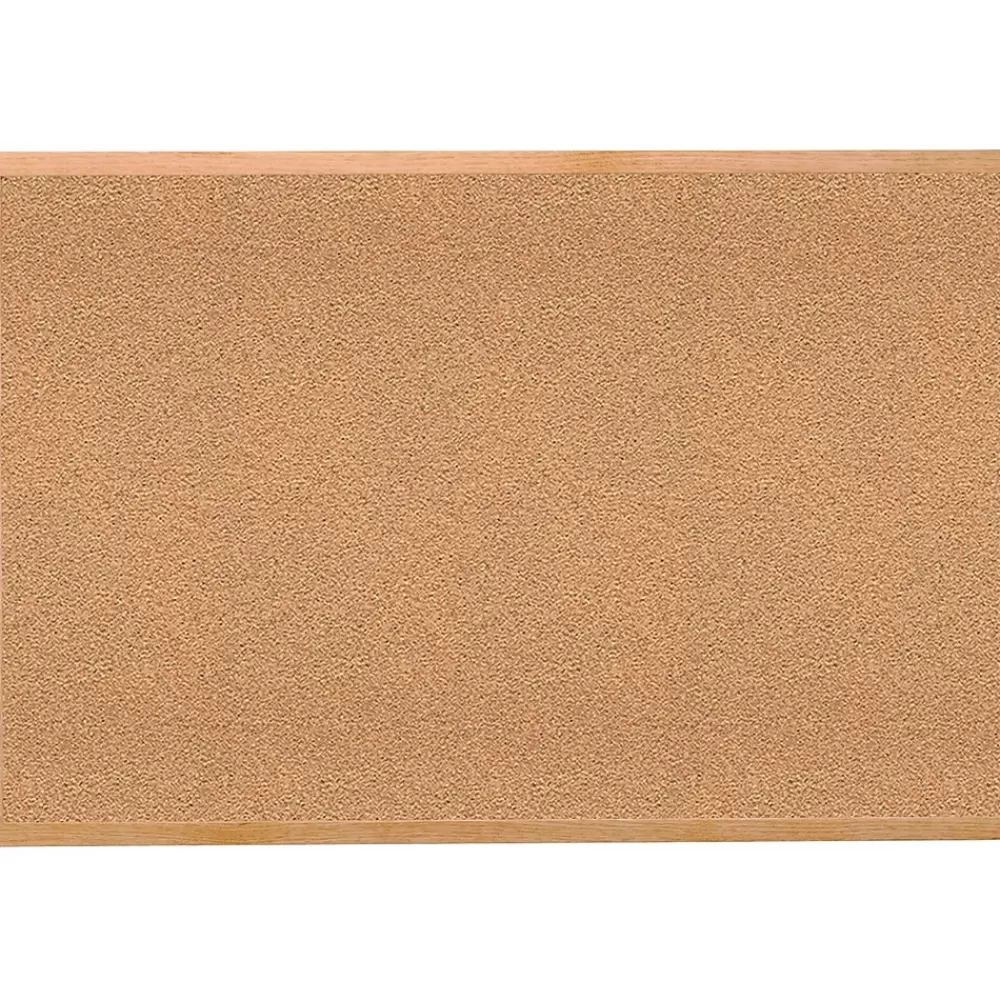 Ghent Traditional Natural Cork Bulletin Board, Wood Frame, 4'W x 3'H (1434-1) Clearance