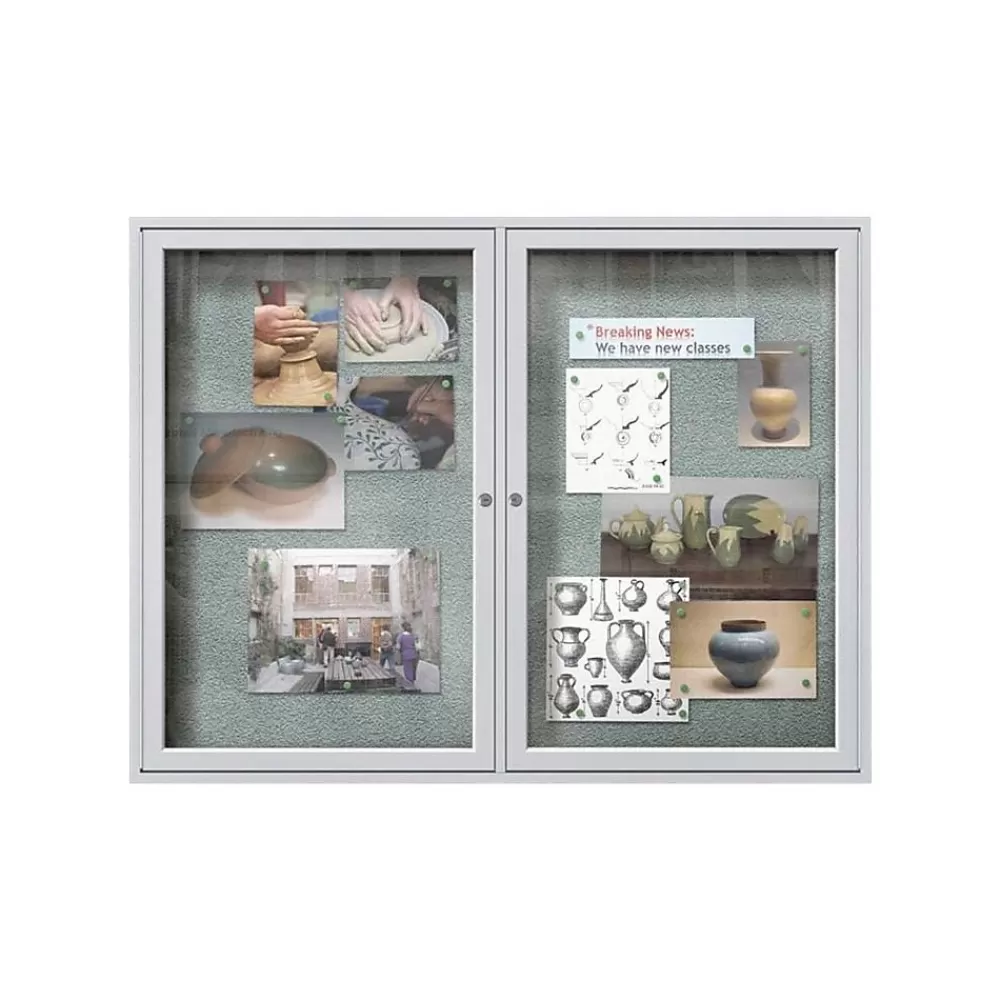 Ghent Vinyl Enclosed Bulletin Board, Satin Frame, 3'H x 4'W (PA23648VX-193) Discount