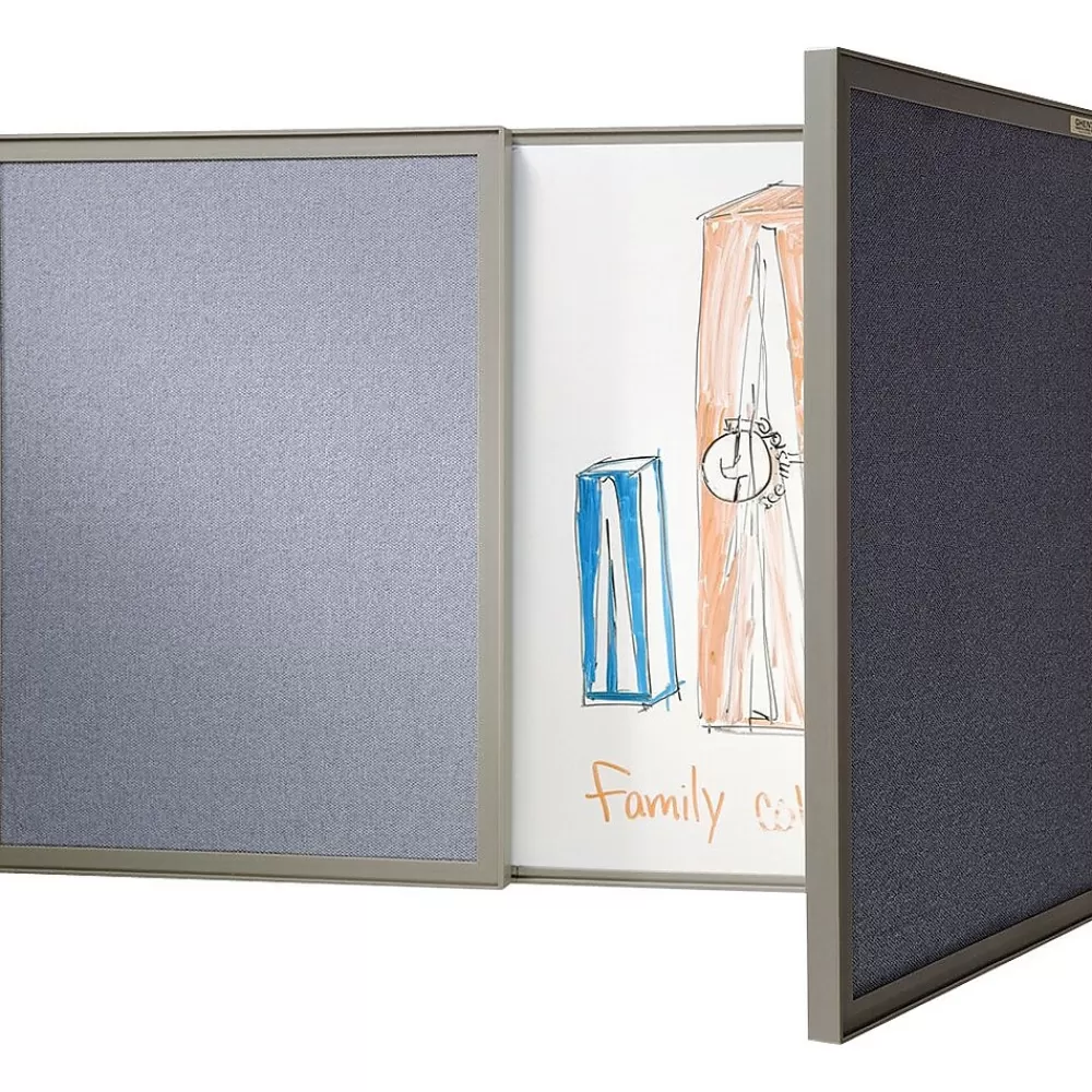 Ghent VisuALL PC Whiteboard Cabinet with Fabric Bulletin Board Exterior Doors, Gray (41302) Store