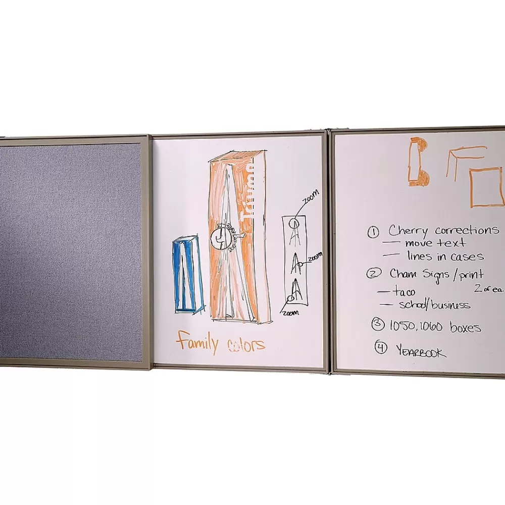 Ghent VisuALL PC Whiteboard Cabinet with Fabric Bulletin Board Exterior Doors, Gray (41302) Store