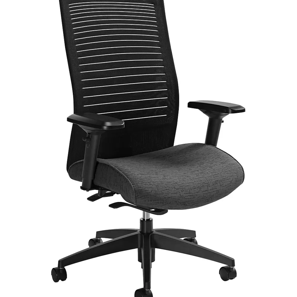 Global GIS Loover High-Back Weight Sensing Tilter Task Chair, Mesh/Fabric, Black/Granite Rock Discount