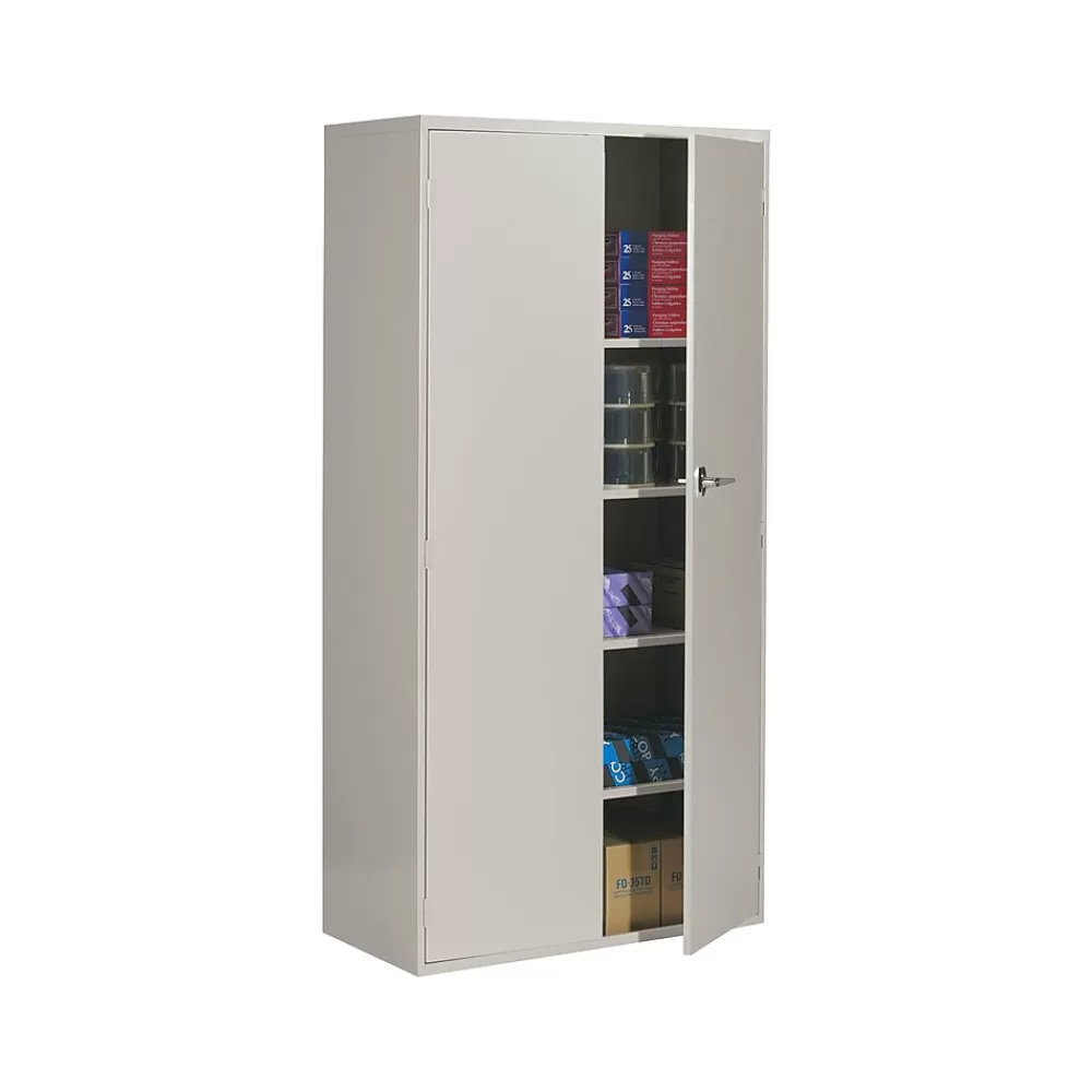 Global 9300 72" Steel Storage Cabinet with Four Shelves, Light Gray (9336-S72L-LGR) Online