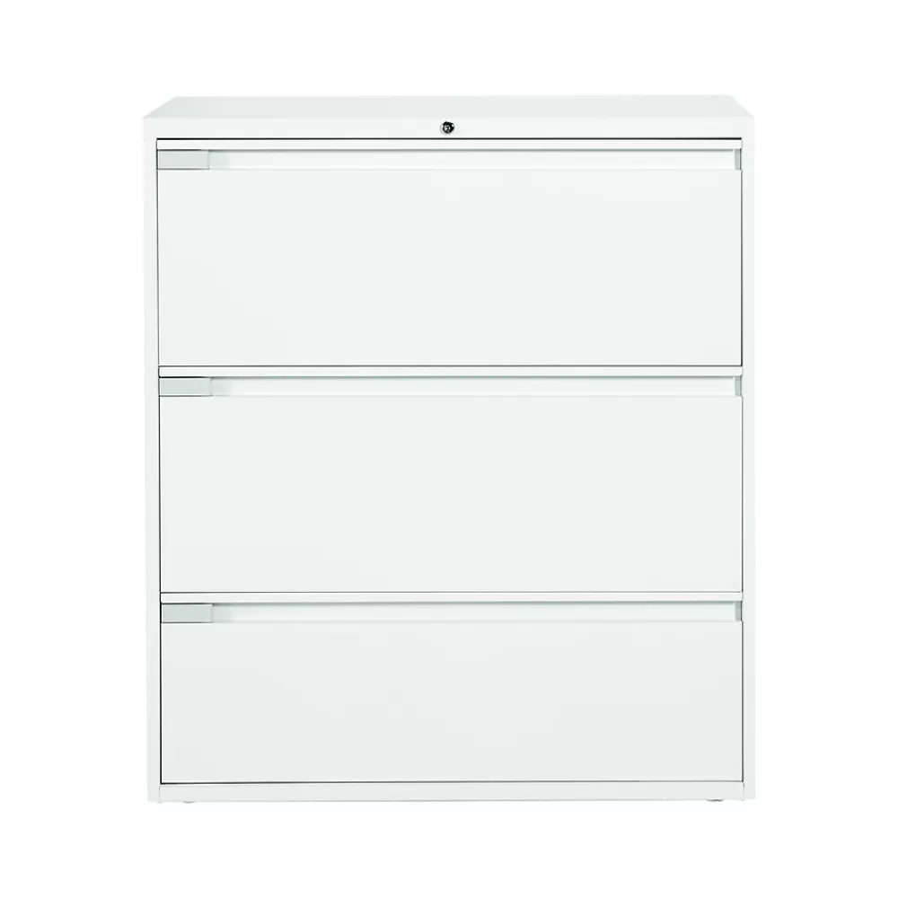 Global 9300 Plus Series 3-Drawer Lateral File Cabinet, Locking, Letter/Legal, Designer White, 36" (TD9336P3F1HDWT) New