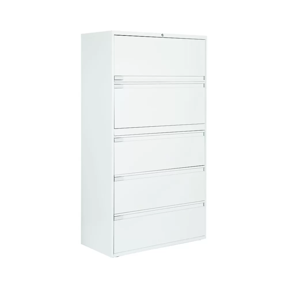 Global 9300 Plus Series 5-Drawer Lateral File Cabinet, Locking, Letter/Legal, Designer White, 36" (TD9336P5F1HDWT) Store