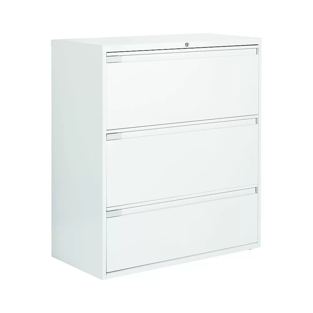 Global 9300 Plus Series 3-Drawer Lateral File Cabinet, Locking, Letter/Legal, Designer White, 36" (TD9336P3F1HDWT) New