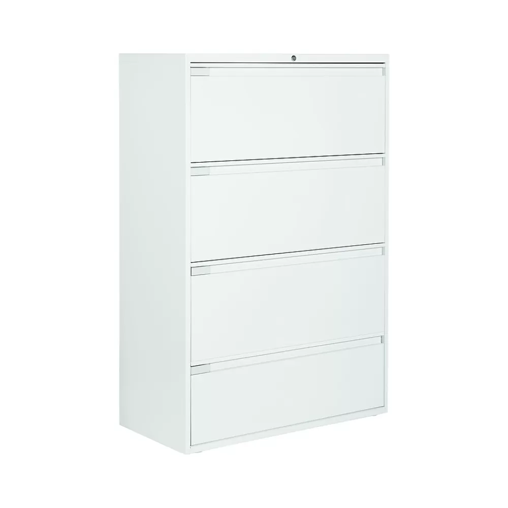 Global 9300 Plus Series 4-Drawer Lateral File Cabinet, Locking, Letter/Legal, Designer White, 36" (TD9336P4F1HDWT) Outlet