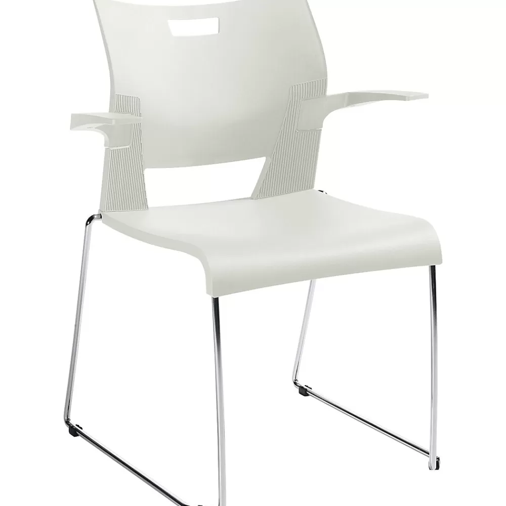 Global Duet 6620 Polypropylene Stacking Chairs with Arms, Ivory Clouds, 4/Ct (TD6620CH-IVC) Store
