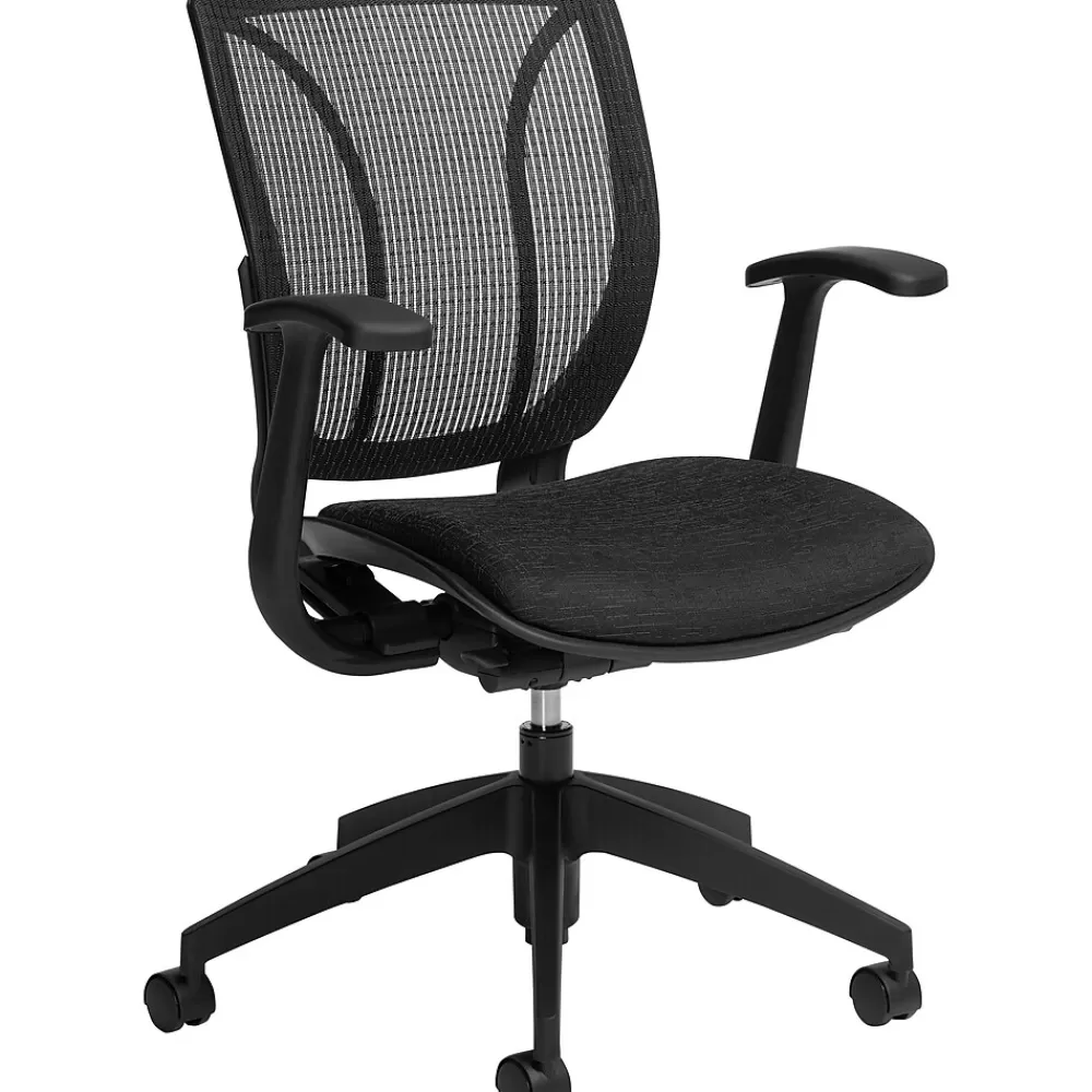 Global Roma Mid-Back Mesh/Fabric Task Chair, Coal (1906MBBKUR22) Fashion