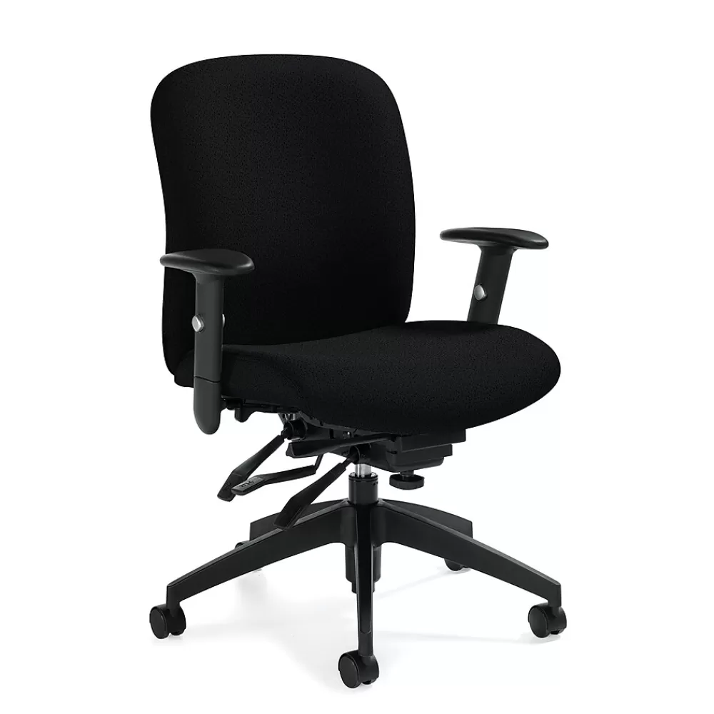 Global Truform Jenny Fabric Heavy Duty Medium Back Multi-Tilter Chair, Charcoal Discount
