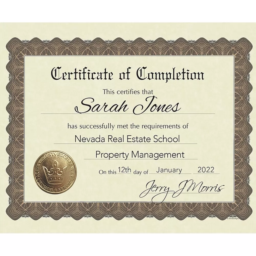 Great Papers Certificates, 8.5" x 11", Gold, 18/Pack (20104236) Hot