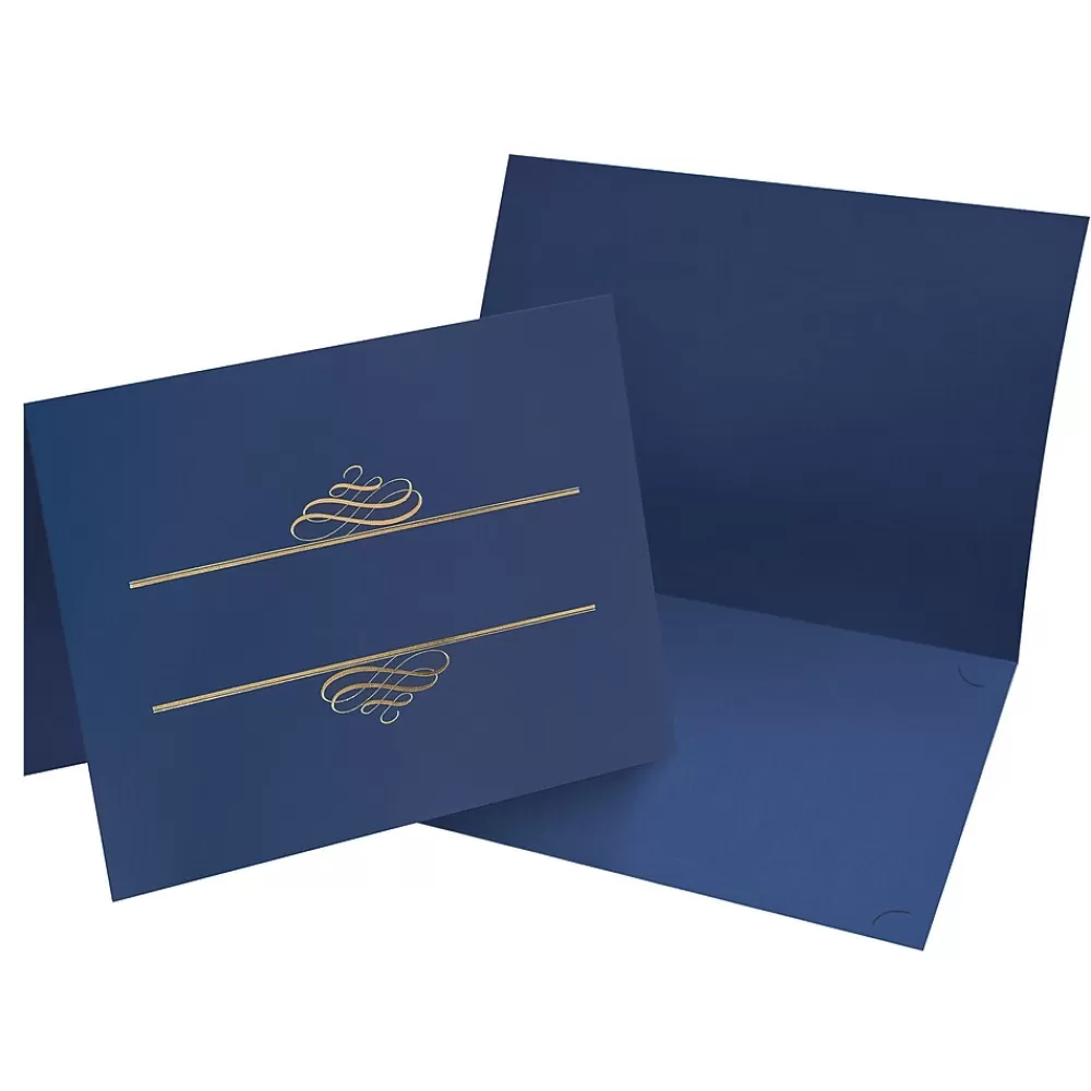 Great Papers Embossed Foil Certificate Holders, 8.5" x 11", Navy, 5/Pack (903119) Hot