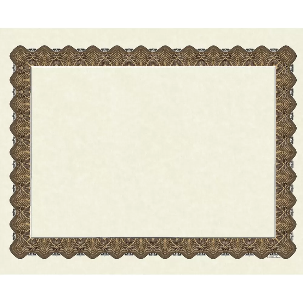 Great Papers Matte Certificates, 8.5" x 11", Beige/Gold, 100/Pack (934000) New