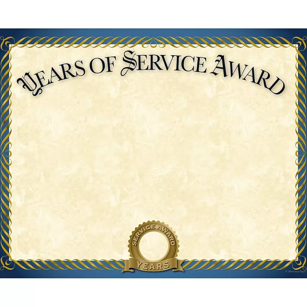 Great Papers Years of Service Certificates, 8.5" x 11", 20/Pack (2015113) Best