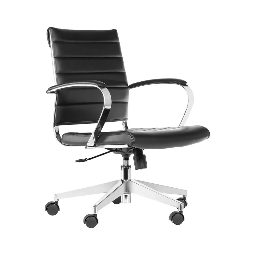 Gry Mattr Capsule Faux Leather Swivel Task Chair, Black (GMCC-00850) New