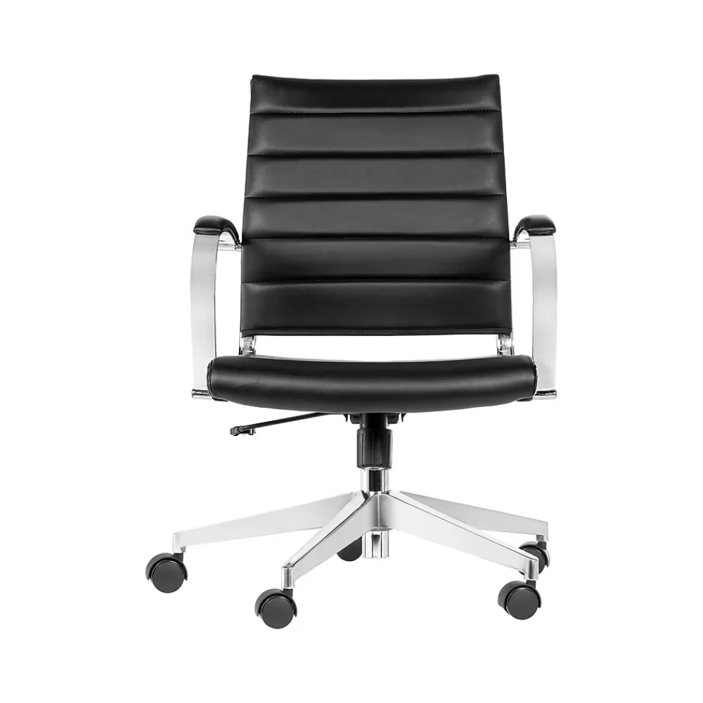 Gry Mattr Capsule Faux Leather Swivel Task Chair, Black (GMCC-00850) New