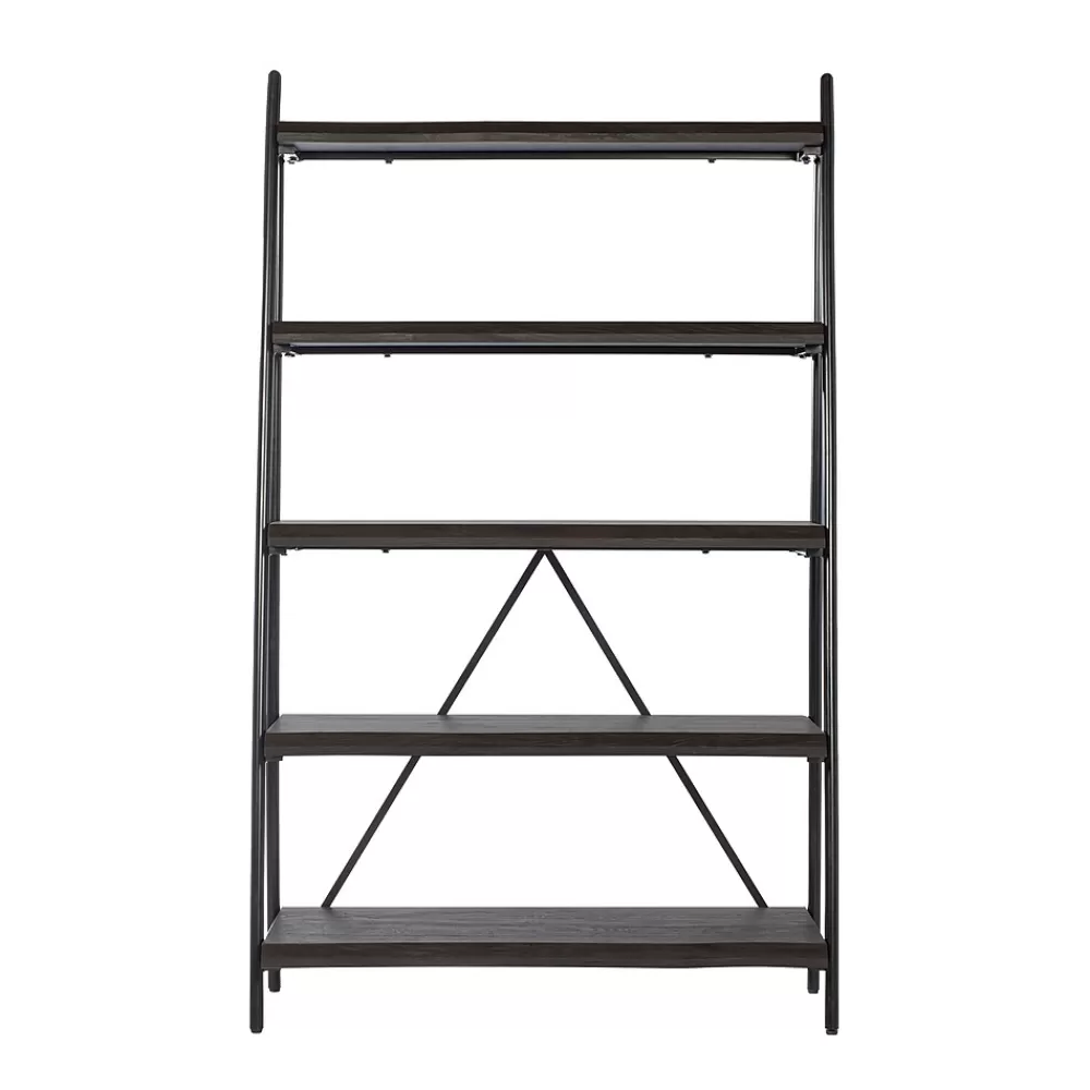 Gry Mattr Live Edge 66.14"H 5-Shelf Ladder Bookcase, Black Walnut (GMCC-00842) Shop