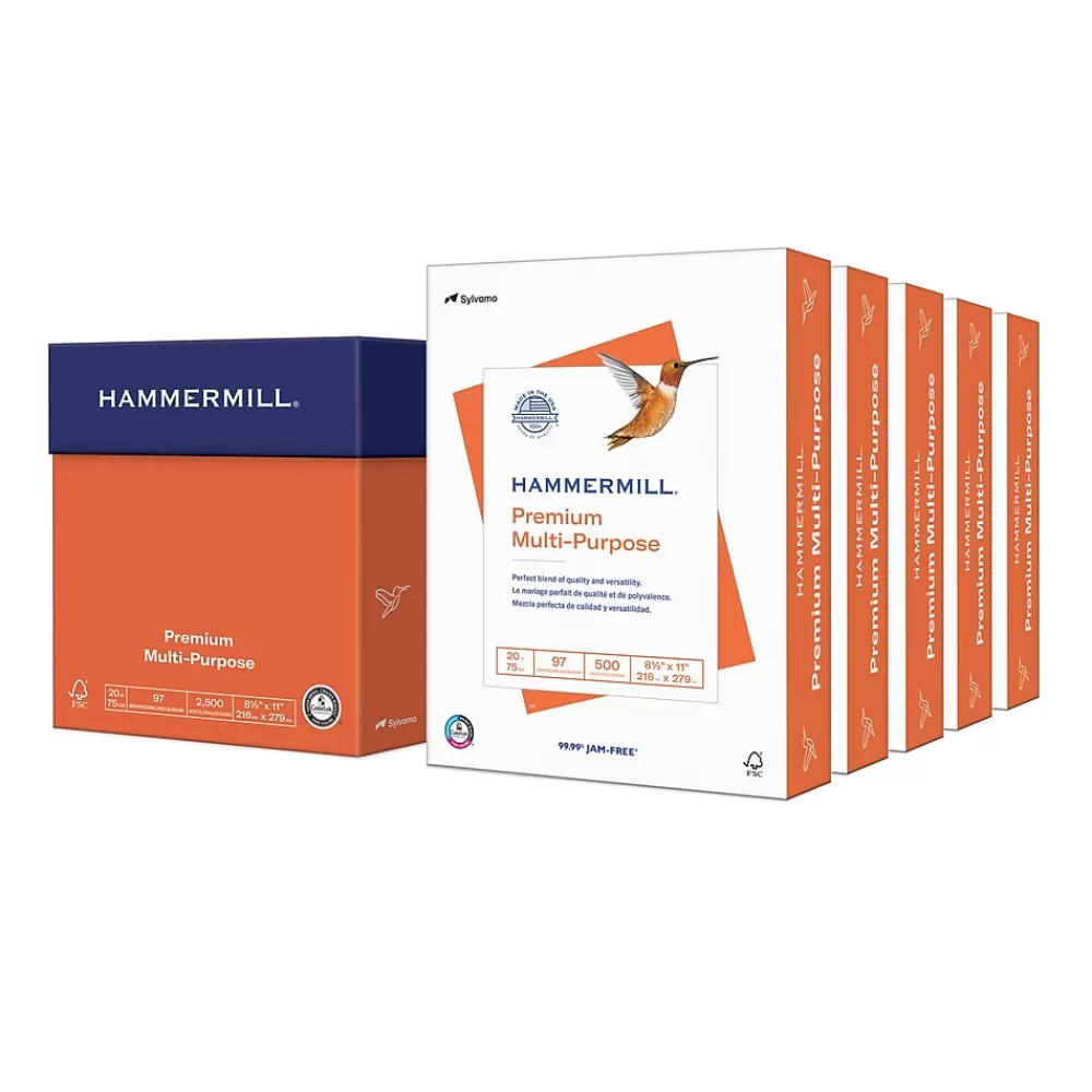 Hammermill 8.5" x 11" Premium Multipurpose Paper, 20 lbs., 97 Brightness, 2500 Sheets/Carton (105910) Clearance