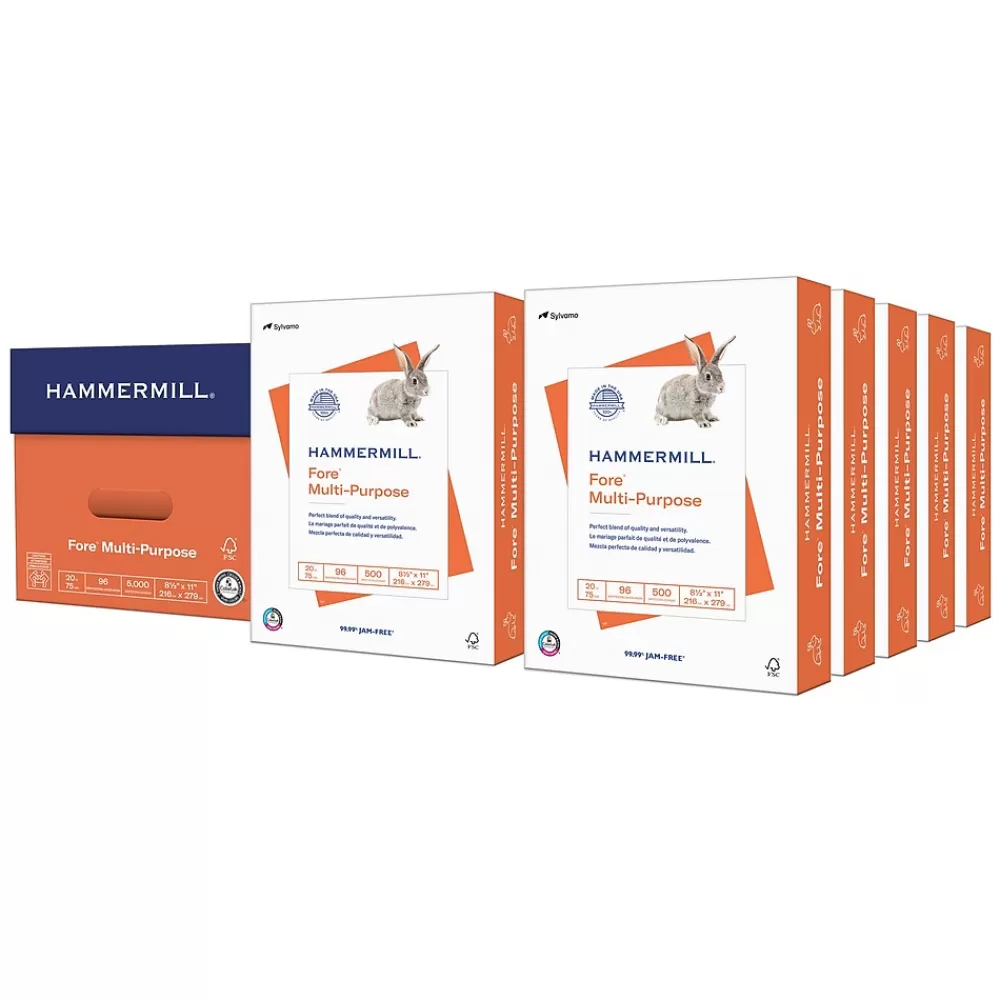 Hammermill Fore 8.5" x 11" Multipurpose Paper, 20 lbs., 96 Brightness, 5000 Sheets/Carton (103267) Online