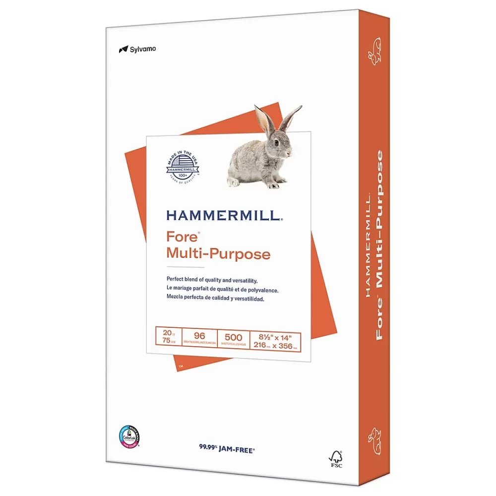 Hammermill Fore 8.5" x 14" Multipurpose Paper, 20 lbs., 96 Brightness, 500 Sheets/Ream (103291) Clearance