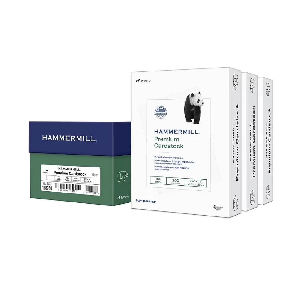 Hammermill Premium 8.5" x 11", Cardstock Paper, 110 lbs., White, 600 Sheets/Ream (168380) New