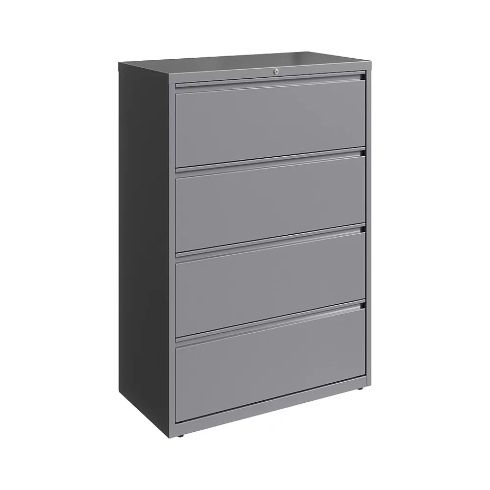 Hirsh HL10000 Series 4-Drawer Lateral File Cabinet, Locking, Letter/Legal, Arctic Silver, 36" (23746) Discount