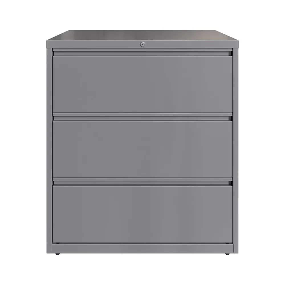 Hirsh HL10000 Series 3-Drawer Lateral File Cabinet, Locking, Letter/Legal, Arctic Silver, 36" (23745) New