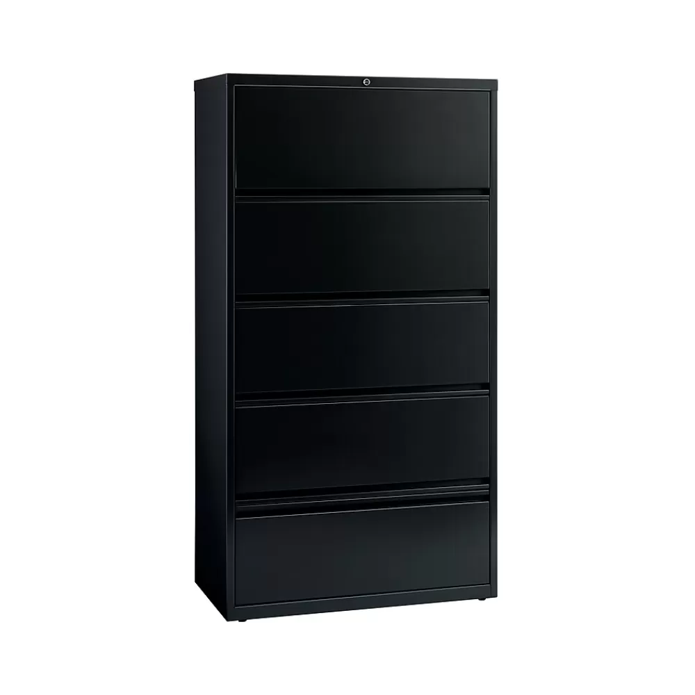 Hirsh HL10000 Series 5-Drawer Lateral File Cabinet, Locking, Letter/Legal, Black, 36" (17902) Online