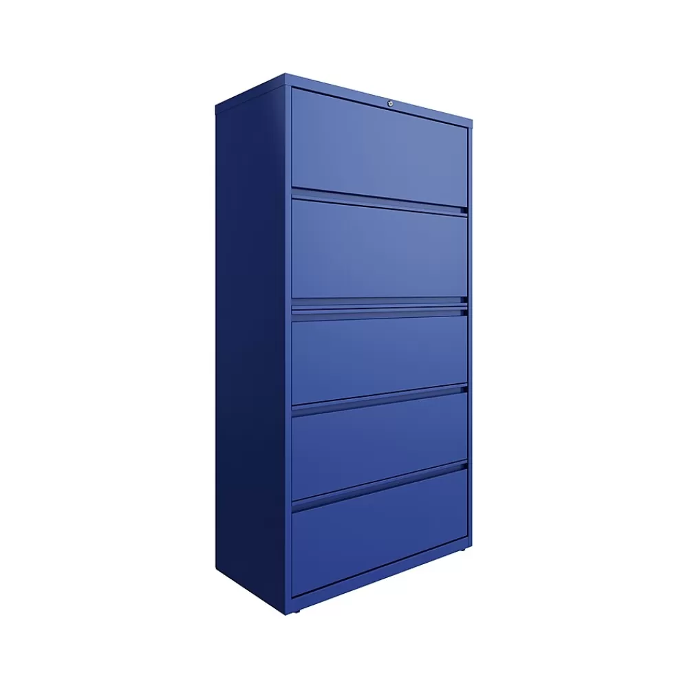 Hirsh HL10000 Series 5-Drawer Lateral File Cabinet, Locking, Letter/Legal, Classic Blue, 36" (24260) Best