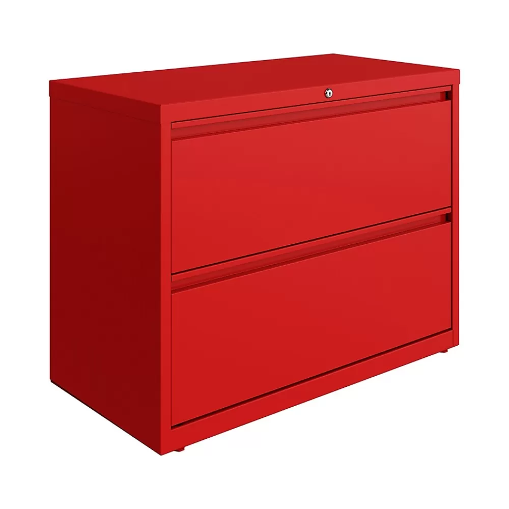 Hirsh HL10000 Series 2-Drawer Lateral File Cabinet, Locking, Letter/Legal, Lava Red, 36" (24249) Clearance