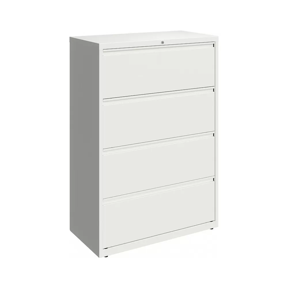 Hirsh HL10000 Series 4-Drawer Lateral File Cabinet, Locking, Letter/Legal, White, 36" (23702) Flash Sale