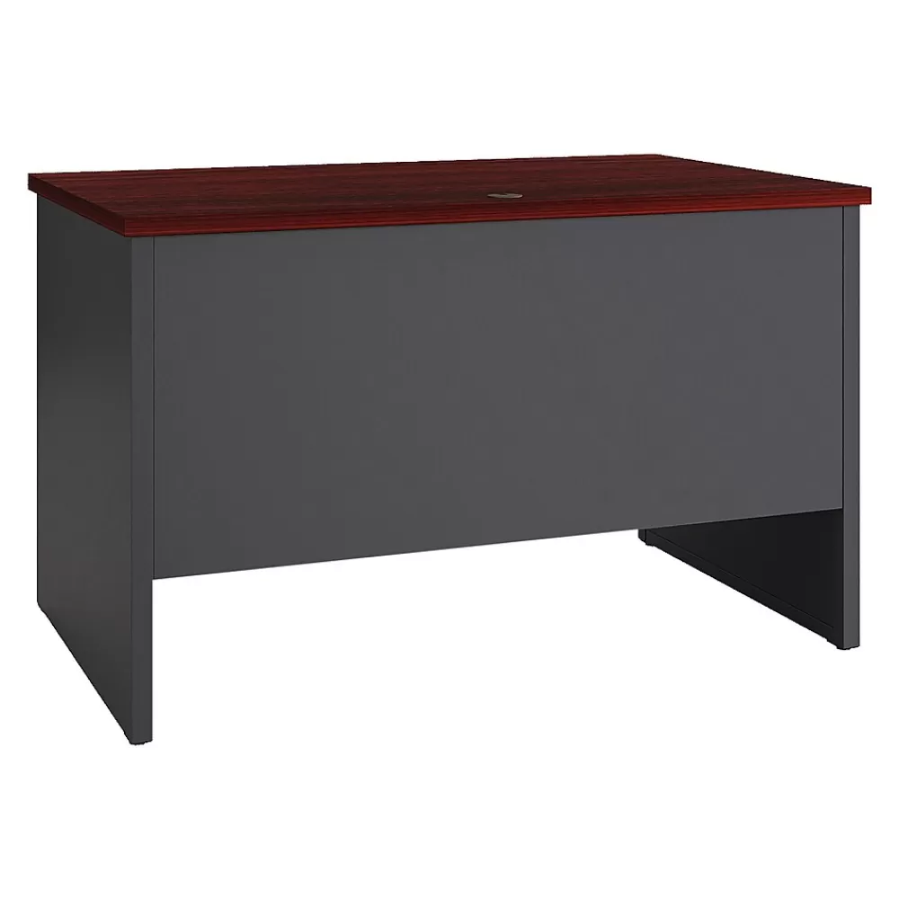 Hirsh 48"W Single-Pedestal Computer Desk, Charcoal/Mahogany (20540) Discount