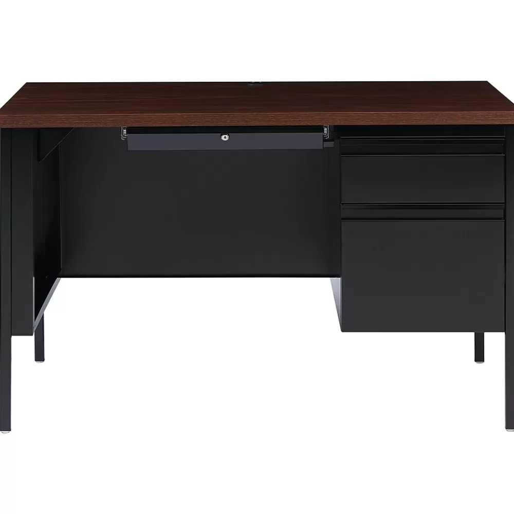 Hirsh 48"W Single-Pedestal Desk, Black/Walnut (20092) Shop