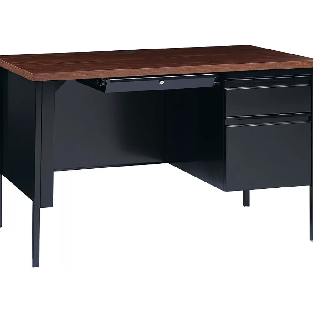 Hirsh 48"W Single-Pedestal Desk, Black/Walnut (20092) Shop