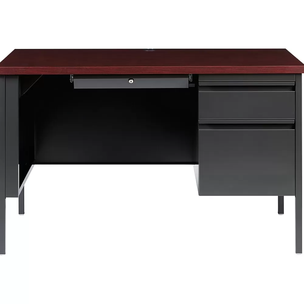 Hirsh 48"W Single-Pedestal Desk, Charcoal/Mahogany (20093) Store